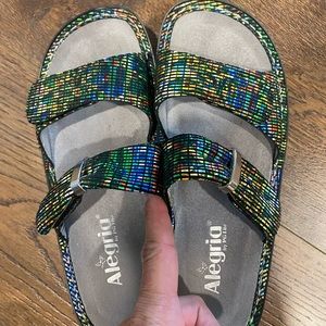 Never worn Alegria sandal, rich colors, size 38 (7.5 or 8), great support.